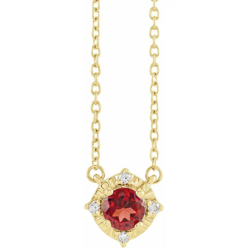Le Cœur de Biarritz, Natural Garnet & Diamonds Halo Necklace