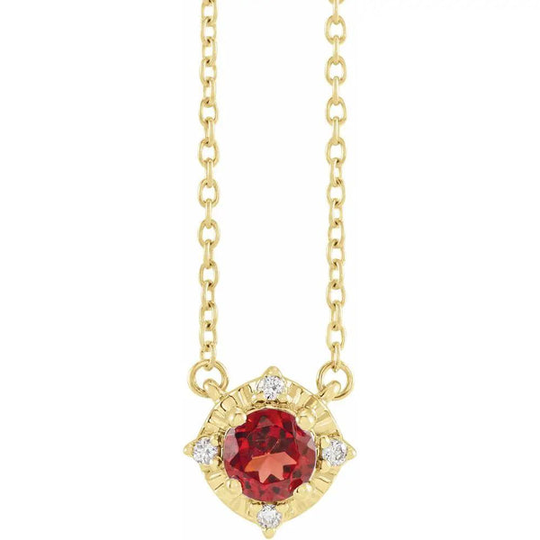 Le Cœur de Biarritz, Natural Garnet & Diamonds Halo Necklace