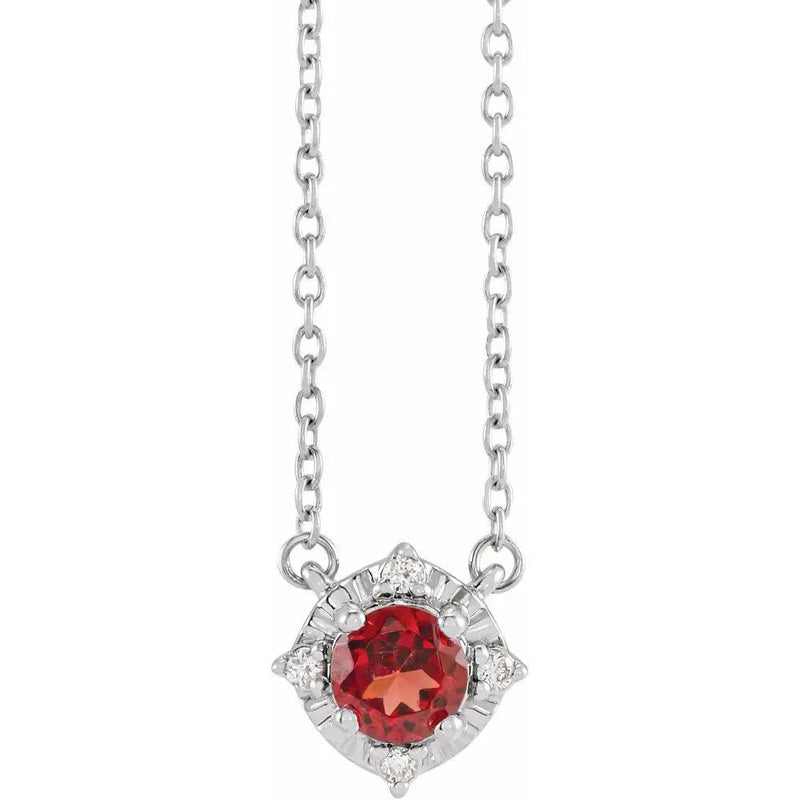 Le Cœur de Biarritz, Natural Garnet & Diamonds Halo Necklace