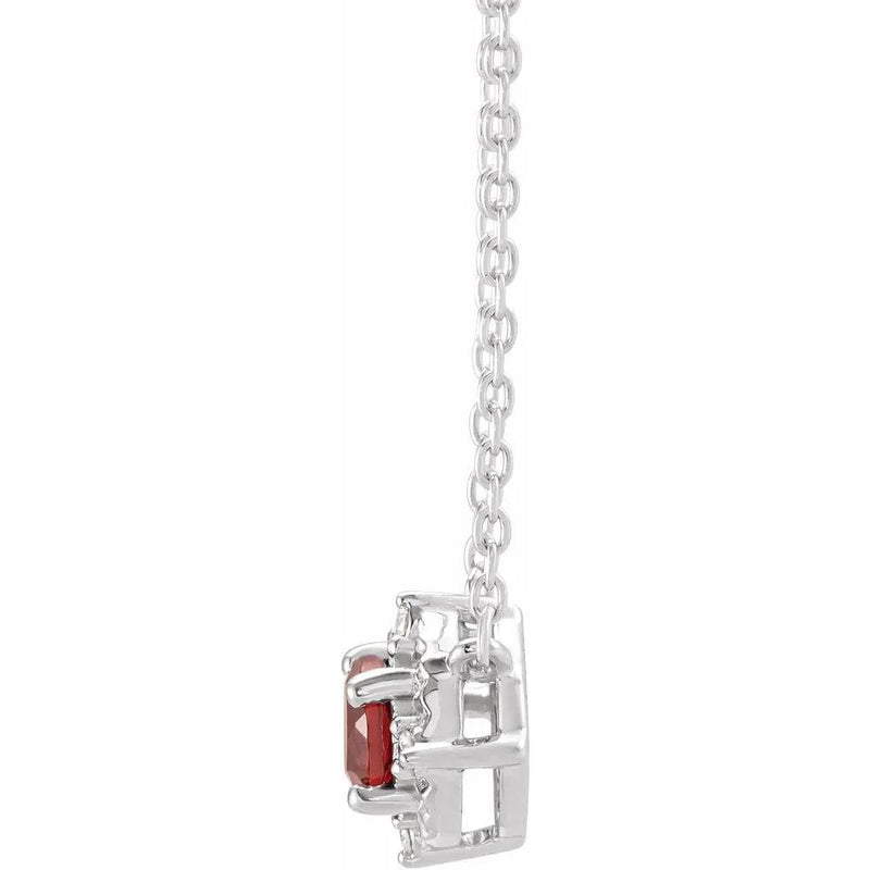 Le Cœur de Biarritz, Natural Garnet & Diamonds Halo Necklace