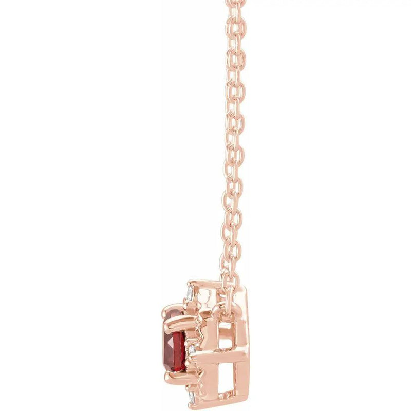 Le Cœur de Biarritz, Natural Garnet & Diamonds Halo Necklace