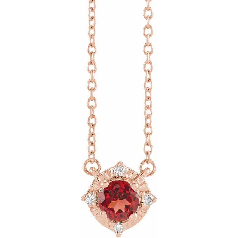 Le Cœur de Biarritz, Natural Garnet & Diamonds Halo Necklace