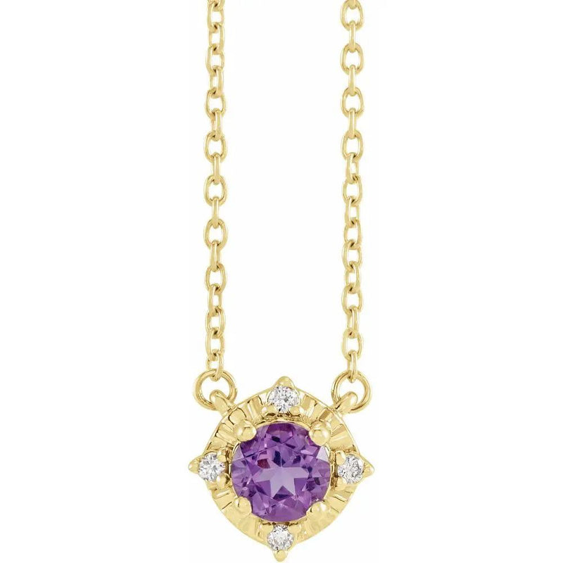 Les Fleurs de Normandie, Natural Amethyst Diamonds Halo Necklace