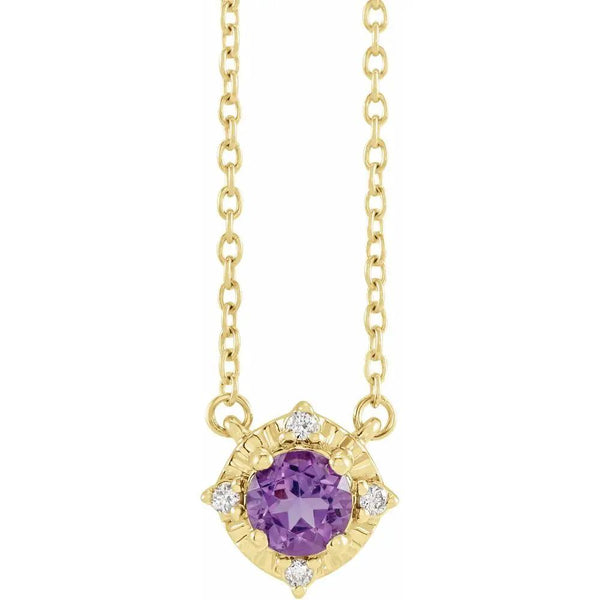 Les Fleurs de Normandie, Natural Amethyst Diamonds Halo Necklace