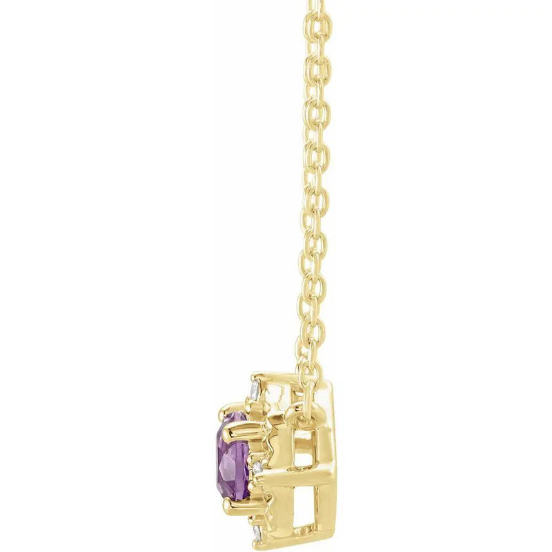 Les Fleurs de Normandie, Natural Amethyst Diamonds Halo Necklace