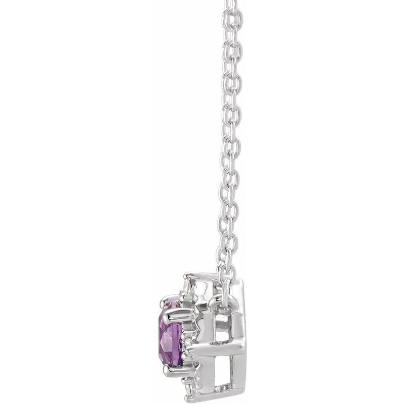 Les Fleurs de Normandie, Natural Amethyst Diamonds Halo Necklace