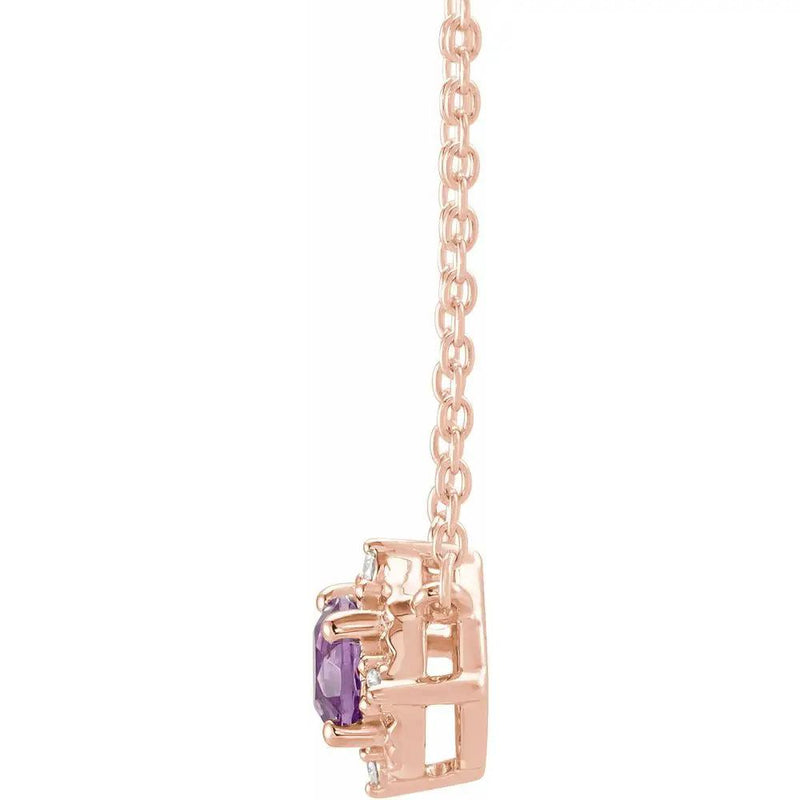 Les Fleurs de Normandie, Natural Amethyst Diamonds Halo Necklace