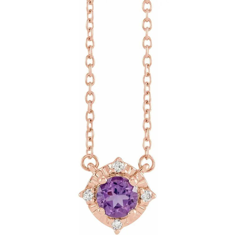 Les Fleurs de Normandie, Natural Amethyst Diamonds Halo Necklace