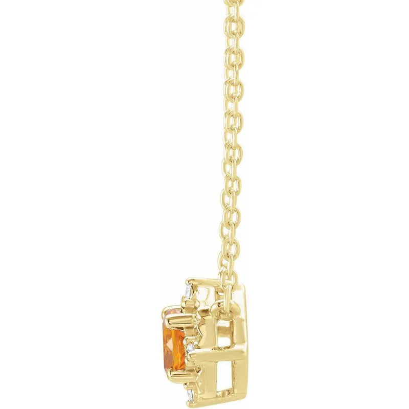 Lumière de Côte d'Azur, Natural Citrine & Diamonds Cushion Necklace