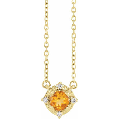 Lumière de Côte d'Azur, Natural Citrine & Diamonds Cushion Necklace