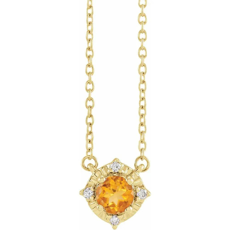 Lumière de Côte d'Azur, Natural Citrine & Diamonds Cushion Necklace