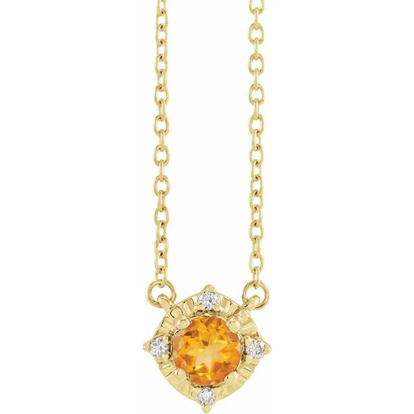 Lumière de Côte d'Azur, Natural Citrine & Diamonds Cushion Necklace