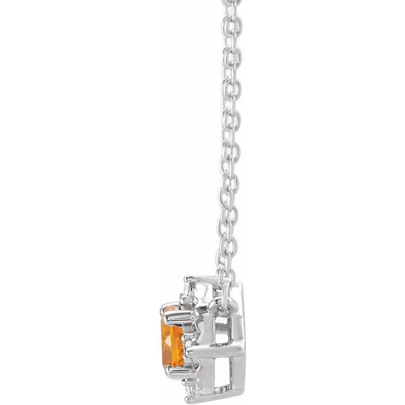 Lumière de Côte d'Azur, Natural Citrine & Diamonds Cushion Necklace