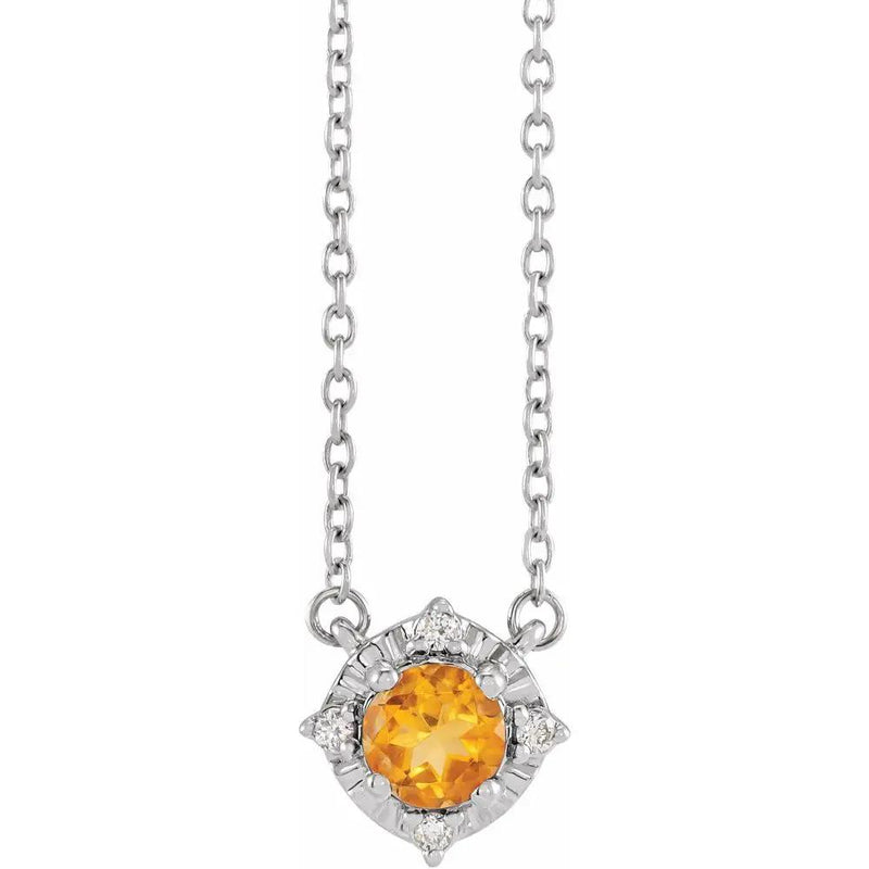 Lumière de Côte d'Azur, Natural Citrine & Diamonds Cushion Necklace