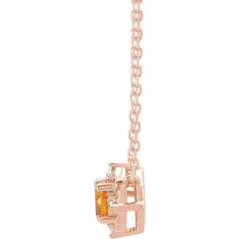 Lumière de Côte d'Azur, Natural Citrine & Diamonds Cushion Necklace
