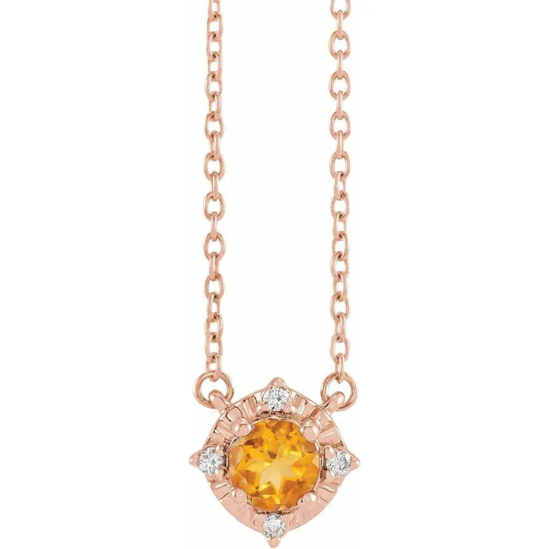 Lumière de Côte d'Azur, Natural Citrine & Diamonds Cushion Necklace
