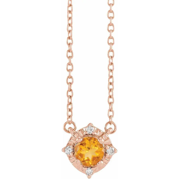 Lumière de Côte d'Azur, Natural Citrine & Diamonds Cushion Necklace