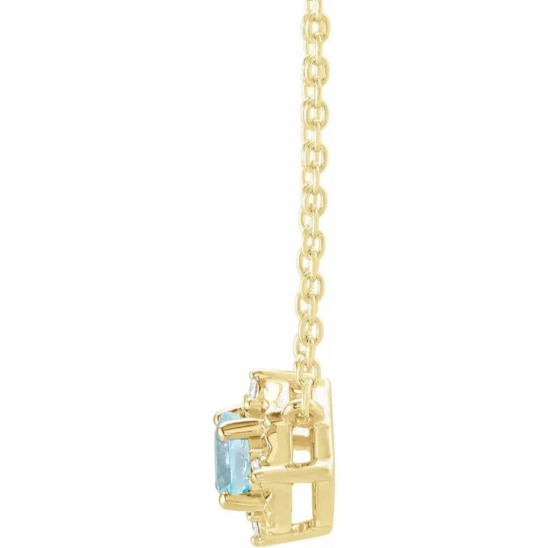 Azur de Versailles, Natural Aquamarine & Diamonds Halo Necklace