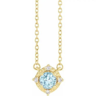 Azur de Versailles, Natural Aquamarine & Diamonds Halo Necklace
