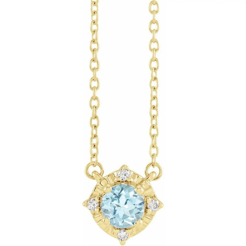 Azur de Versailles, Natural Aquamarine & Diamonds Halo Necklace