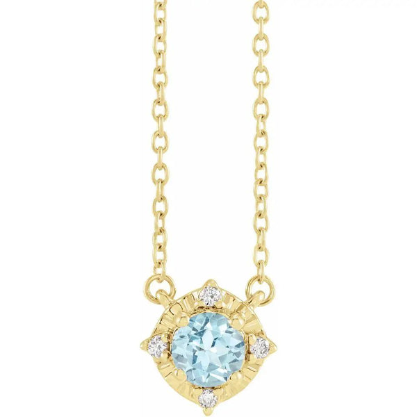 Azur de Versailles, Natural Aquamarine & Diamonds Halo Necklace