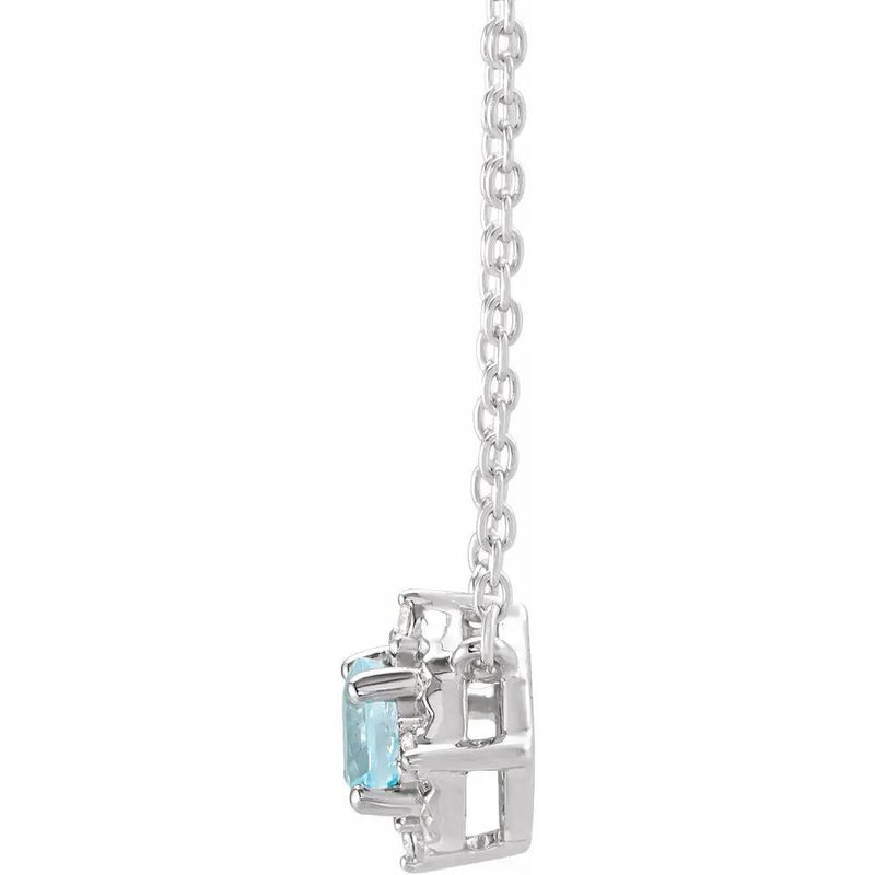 Azur de Versailles, Natural Aquamarine & Diamonds Halo Necklace