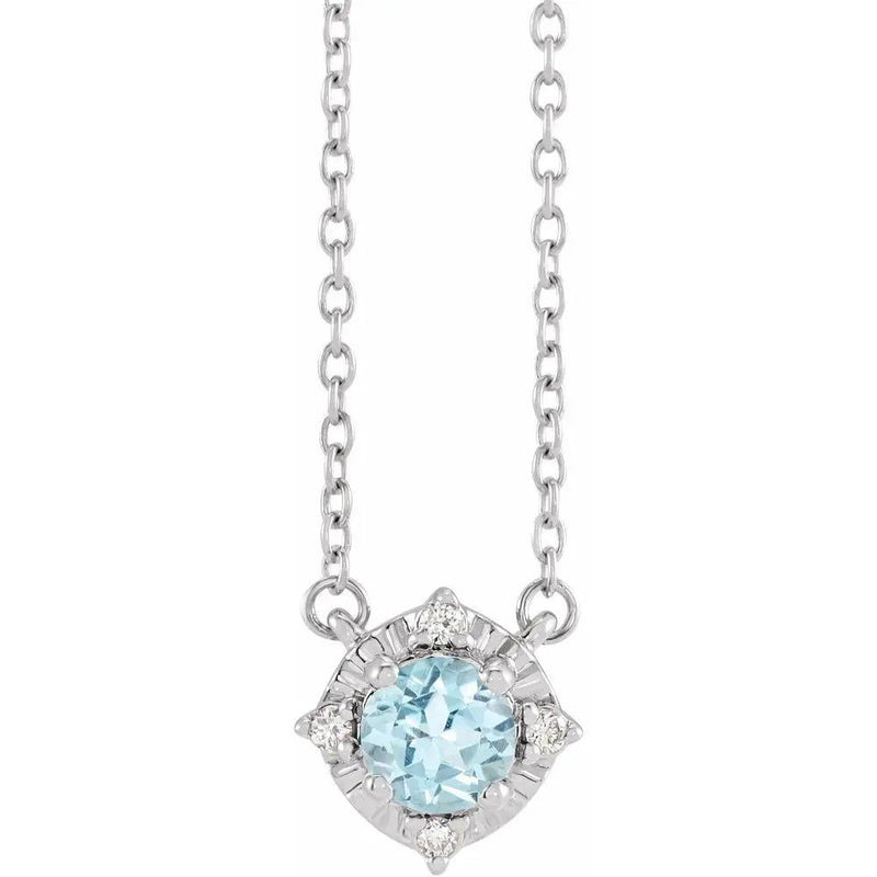 Azur de Versailles, Natural Aquamarine & Diamonds Halo Necklace