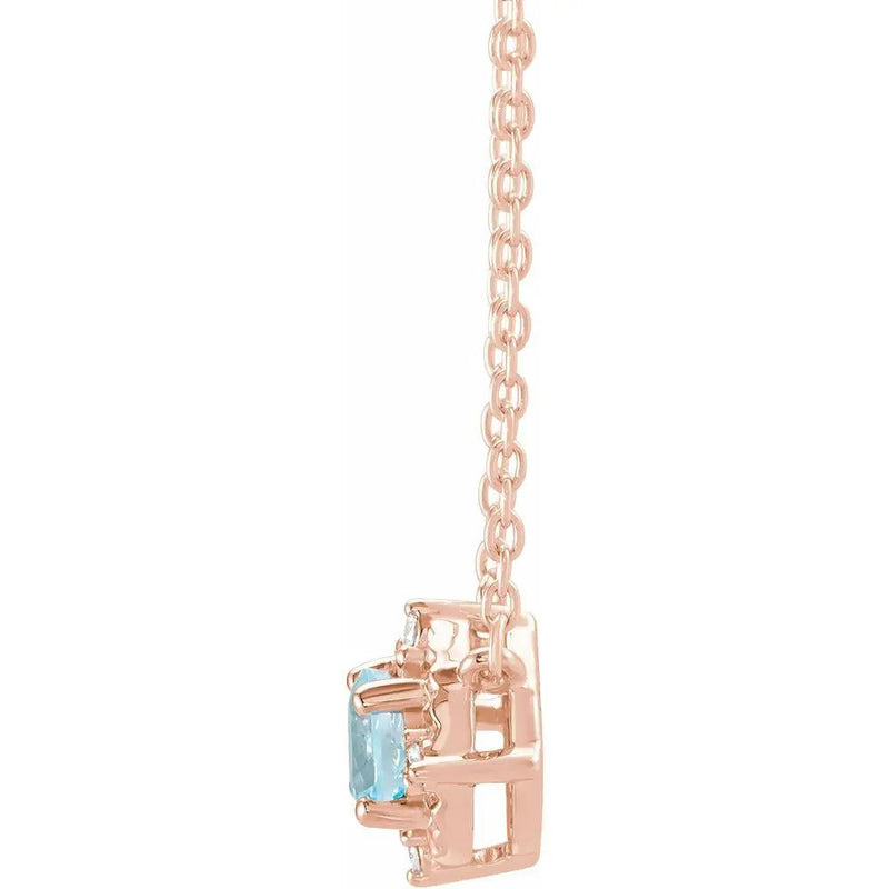 Azur de Versailles, Natural Aquamarine & Diamonds Halo Necklace