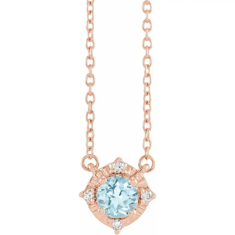 Azur de Versailles, Natural Aquamarine & Diamonds Halo Necklace