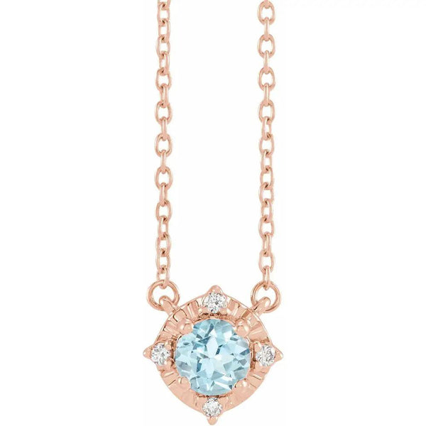 Azur de Versailles, Natural Aquamarine & Diamonds Halo Necklace