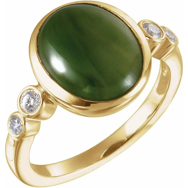 La Verdure de Fontainebleau, Nephrite Jade & Diamond Ring