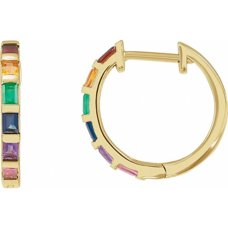 Prisme de Montmartre, Rainbow Gemstone Hoop Earrings