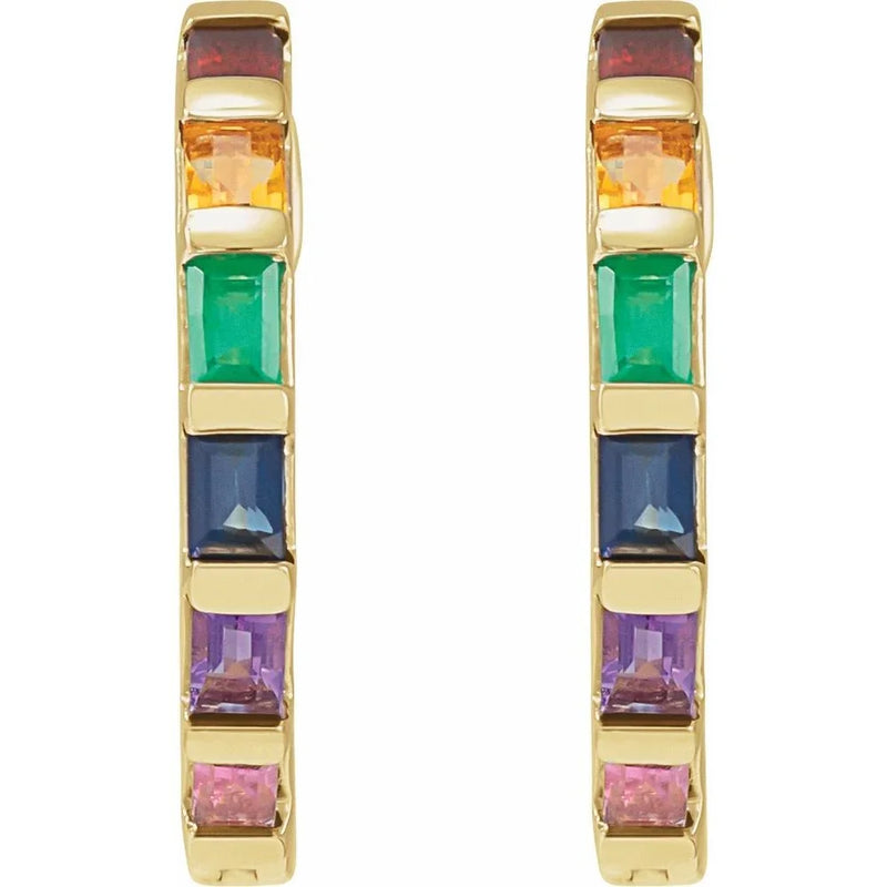 Prisme de Montmartre, Rainbow Gemstone Hoop Earrings