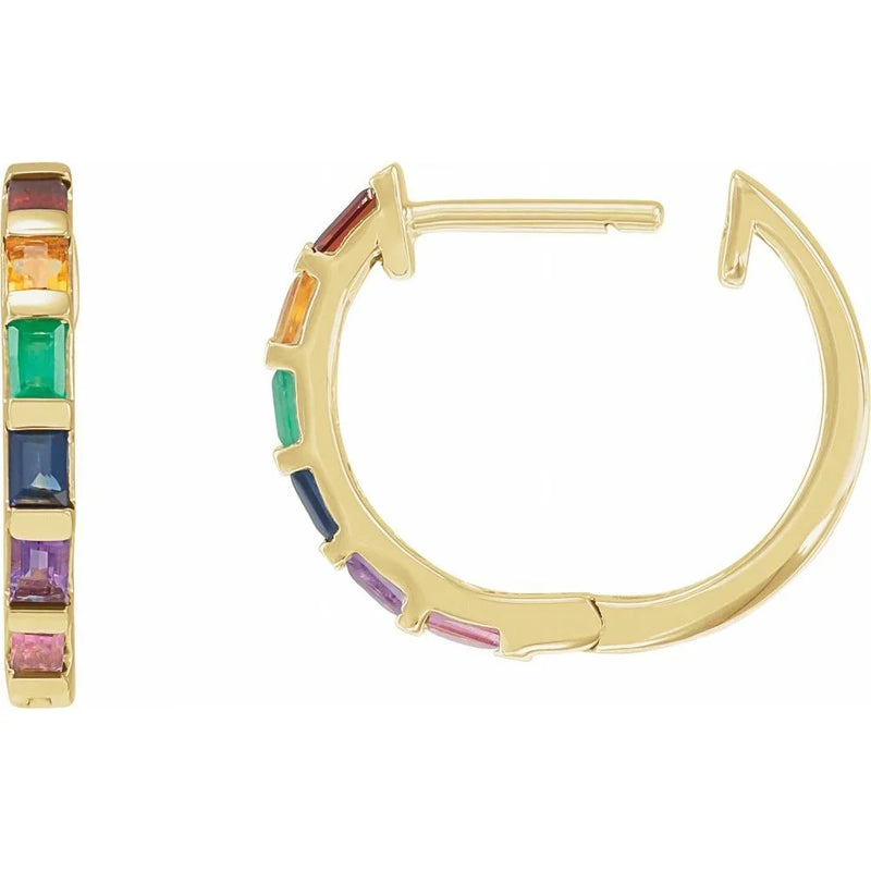 Prisme de Montmartre, Rainbow Gemstone Hoop Earrings