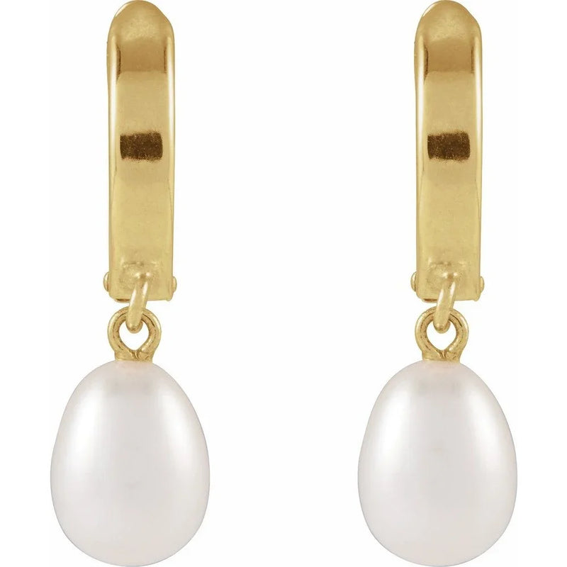 La Rosée de Biarritz, Cultured Pearl Hoop Earrings