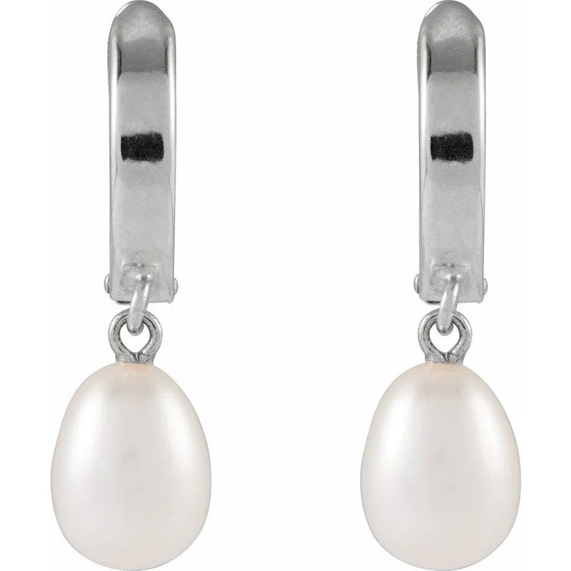 La Rosée de Biarritz, Cultured Pearl Hoop Earrings