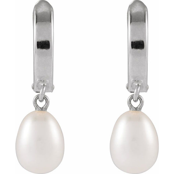 La Rosée de Biarritz, Cultured Pearl Hoop Earrings