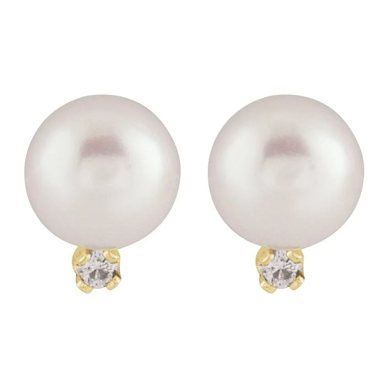 Nacre de Saint-Germain, Pearl & Diamond Gold Stud Earrings