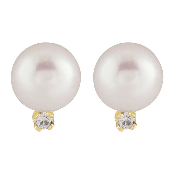 Nacre de Saint-Germain, Pearl & Diamond Gold Stud Earrings
