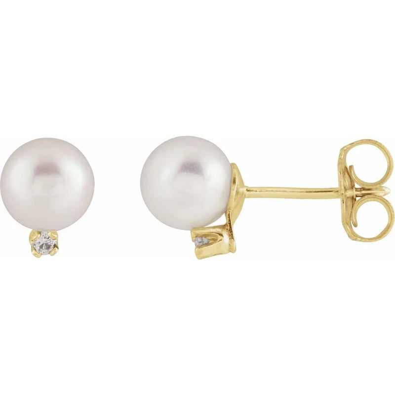 Nacre de Saint-Germain, Pearl & Diamond Gold Stud Earrings