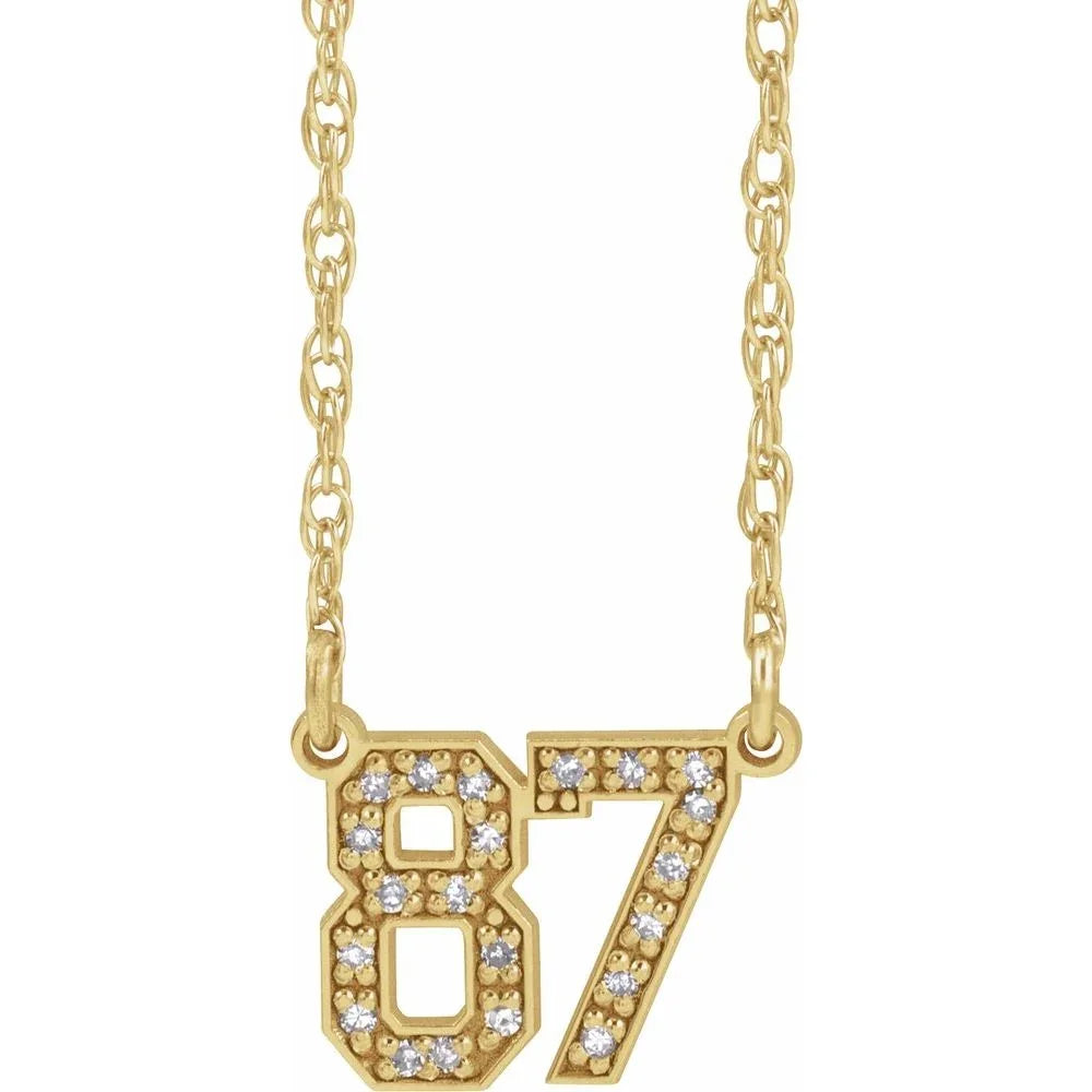 Étincelle du Pont Neuf, Gold Diamond Numbers Necklace