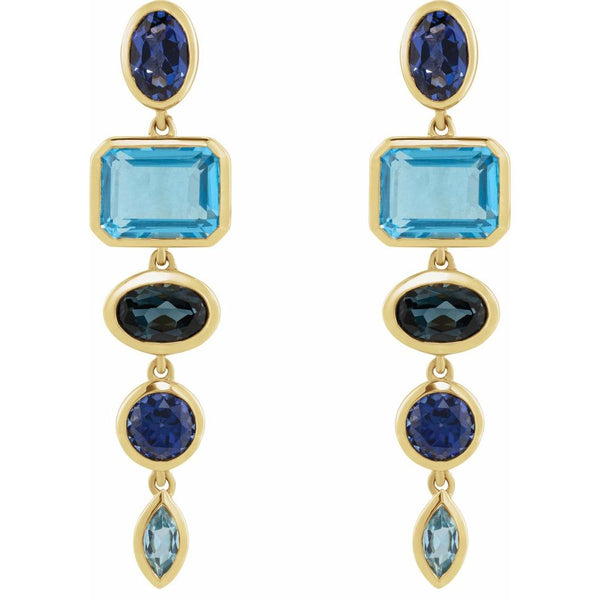 Cascade de Giverny, Sapphire & Topaz Dangle Earrings