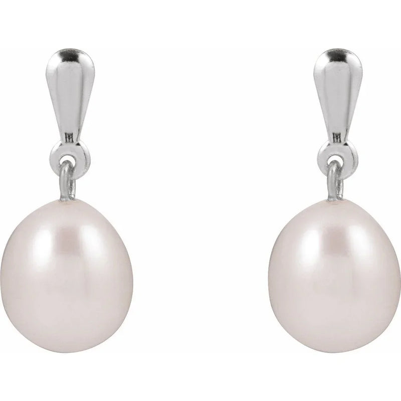 Lustre de Giverny, Cultured White Pearl Drop Earrings