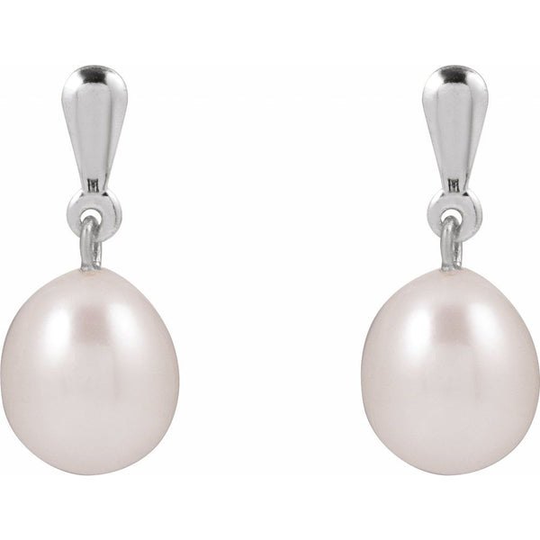 Lustre de Giverny, Cultured White Pearl Drop Earrings