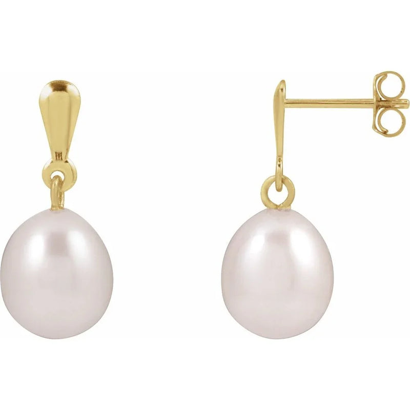 Lustre de Giverny, Cultured White Pearl Drop Earrings