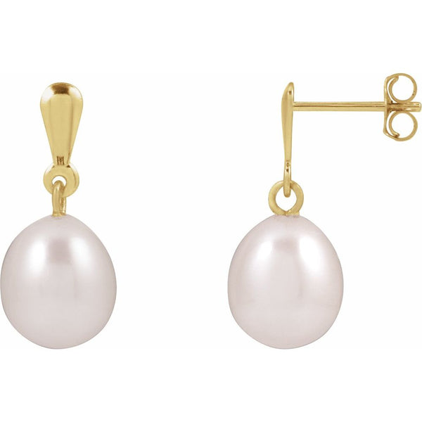 Lustre de Giverny, Cultured White Pearl Drop Earrings