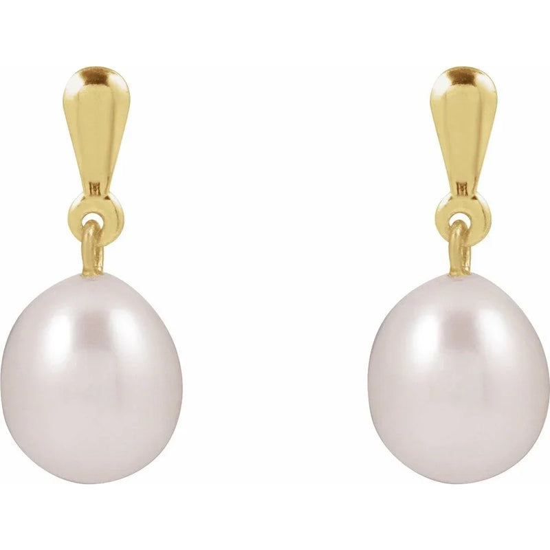 Lustre de Giverny, Cultured White Pearl Drop Earrings
