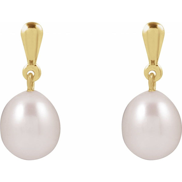 Lustre de Giverny, Cultured White Pearl Drop Earrings