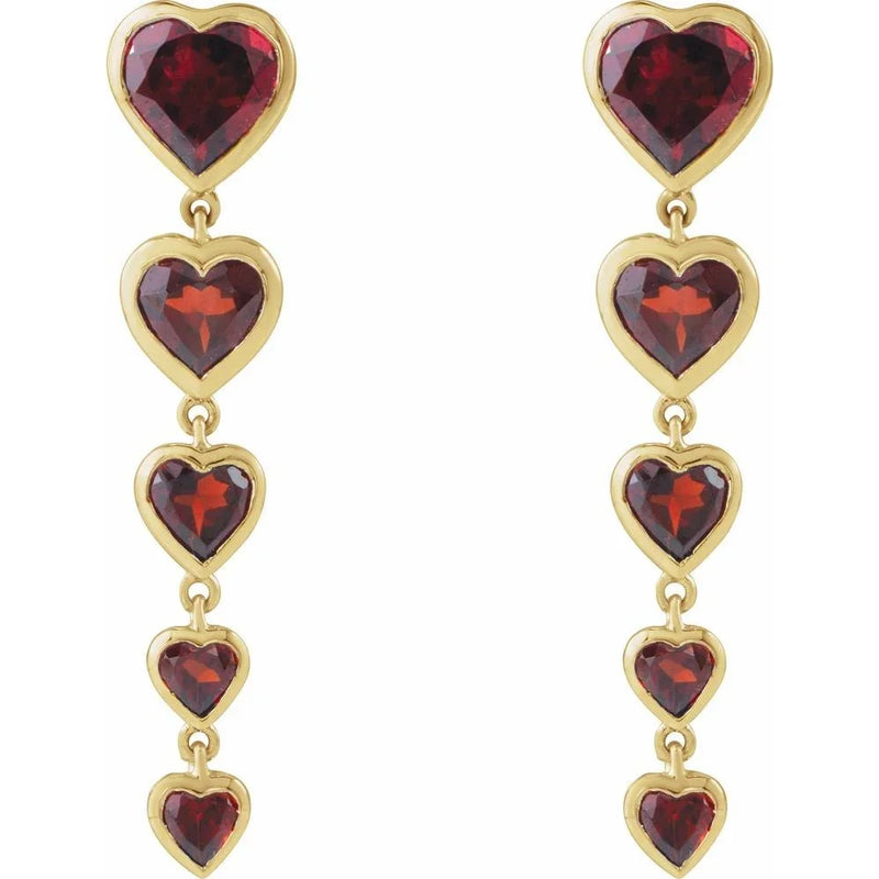 Étincelle de la Côte d'Azur, Garnet Heart Earrings