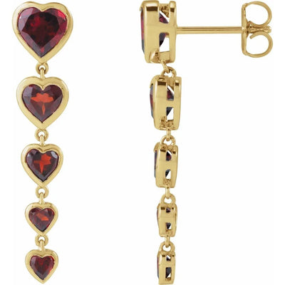 Étincelle de la Côte d'Azur, Garnet Heart Earrings